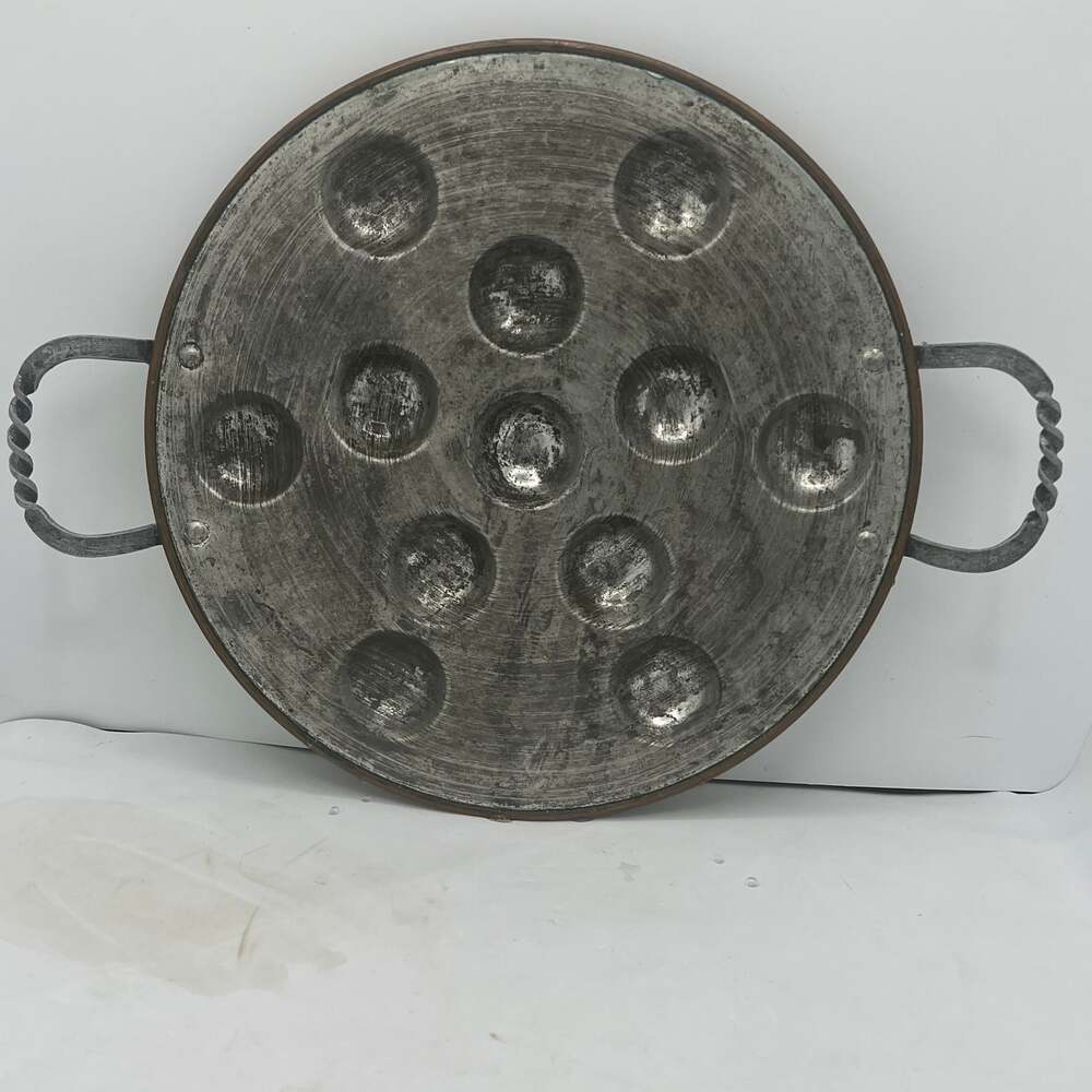 VTG 14” Round Copper Egg Poaching/Pastry Pan / Escargot Pan France